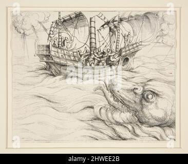 Jonah swallowed by the Whale.  Artist: Augustin Hirschvogel, German, 1503–1553 Stock Photo