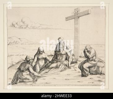 Joseph and Nicodemus with the Body of Christ.  Artist: Augustin Hirschvogel, German, 1503–1553 Stock Photo