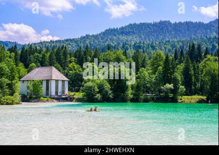 Lake Walchensee -  close to mountain Herzogstand and Kochel am See - beautiful travel destination in Bavaria, Germany Stock Photo