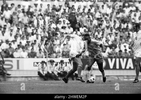 Brazil vs Czechoslovakia 1970 World Cup Group C. Brazil won 4-1On the eve of Brazil's opening match in the 1970 World Cup, expectations weren't as high as one might think in retrospect.  The then two-fold World Champions had left a poor impression in the 1966 tournament, defeated in the group stages by both Portugal and Hungary. 1966 still stands as Brazil's worst achievement in World Cup history. By 1970, the memories of Brazil¿ 1958 and 1962 victorious sides had started to fade. Garrincha, Didi, Nilton Santos, Vava, Djalma Santos ? their careers were long over. But there was a sole survivor. Stock Photo