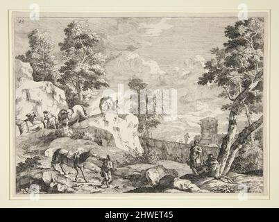 Landscape with Four Horsemen.  Artist: Marco Ricci, Italian, 1676–1729 Stock Photo