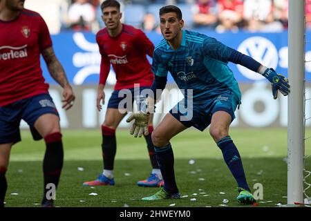 Pamplona, Spain. 05th Mar, 2022. Sergio Herrera (goalkeeper; CA Osasuna) in action during the Spanish La Liga Santander football match between CA Osasuna and Villrreal CF at the Sadar Stadium. (CA Osasuna won: 1 - 0) Credit: SOPA Images Limited/Alamy Live News Stock Photo