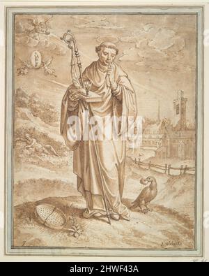 Saint Benedict.  Artist: Hieronymus Wierix, Flemish, 1553–1619 Stock Photo