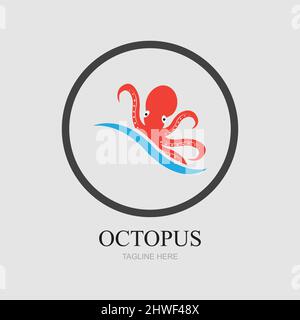 Templates for octopus logos on gray background Stock Vector