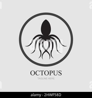 Templates for octopus logos on gray background Stock Vector