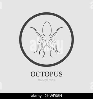 Templates for octopus logos on gray background Stock Vector