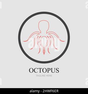 Templates for octopus logos on gray background Stock Vector