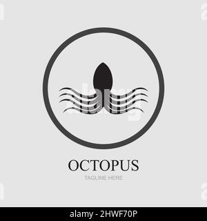 Templates for octopus logos on gray background Stock Vector