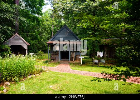 Well house and tenant house at Stately Oaks in the Margaret Mitchell Memorial Park in Jonesboro, Georgia. Stock Photo