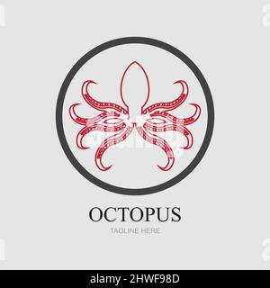 Templates for octopus logos on gray background Stock Vector