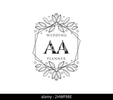 AA Initials letter Wedding monogram logos collection, hand drawn modern ...