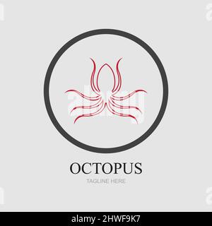 Templates for octopus logos on gray background Stock Vector