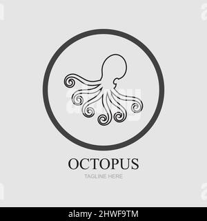 Templates for octopus logos on gray background Stock Vector