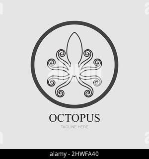 Templates for octopus logos on gray background Stock Vector
