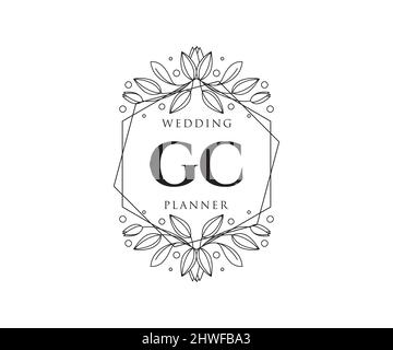 GC Initials letter Wedding monogram logos collection, hand drawn modern minimalistic and floral templates for Invitation cards, Save the Date, elegant Stock Vector