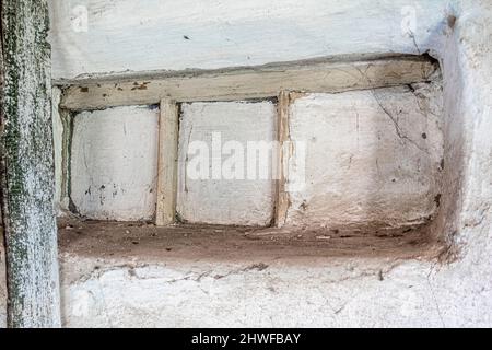 the wall niche with cracked paintwork, Kazakh Uzbek house Stock Photo