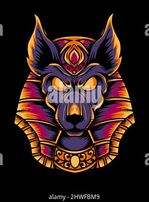 illustration vector isolated anubis head Stock Vector
