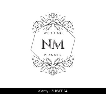 NM Initials letter Wedding monogram logos collection, hand drawn modern  minimalistic and floral templates for Invitation cards, Save the Date,  elegant identity for restaurant, boutique, cafe in vector 15166318 Vector  Art at