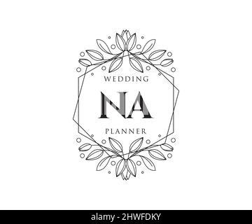 NA Initials letter Wedding monogram logos collection, hand drawn modern minimalistic and floral templates for Invitation cards, Save the Date, elegant Stock Vector