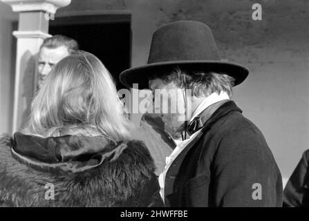 Rolling Stones: Filming Ned Kelly in Australia. Mick Jagger. Mick Jagger discusses script with girl. July 1969 Stock Photo