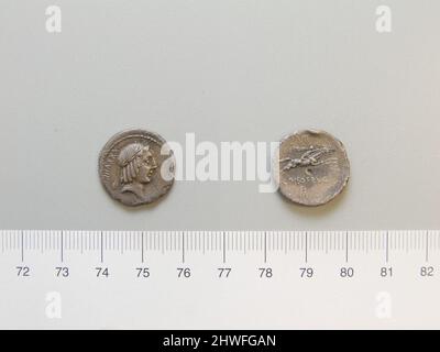 Denarius from Rome.  Mint: Rome Artist: Unknown Magistrate: L. Calpurnius Piso Frugi Stock Photo