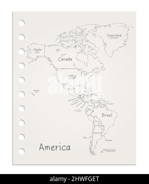 America map on realistic clean sheet of paper torn from block vector Stock Vector