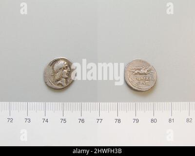 Denarius from Rome.  Mint: Rome Artist: Unknown Magistrate: L. Calpurnius Piso Frugi Stock Photo