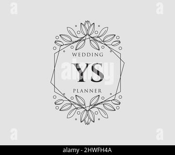 YS Initials letter Wedding monogram logos collection, hand drawn modern minimalistic and floral templates for Invitation cards, Save the Date, elegant Stock Vector