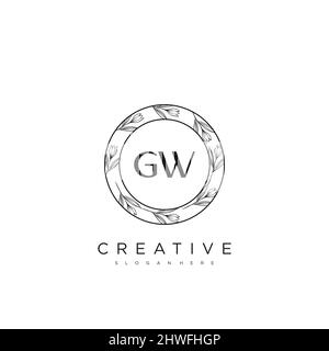 GW Initial Letter Flower Logo Template Vector premium vector Stock Vector