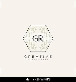 GR Initial Letter Flower Logo Template Vector premium vector Stock Vector