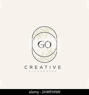 GO Initial Letter Flower Logo Template Vector premium vector Stock Vector