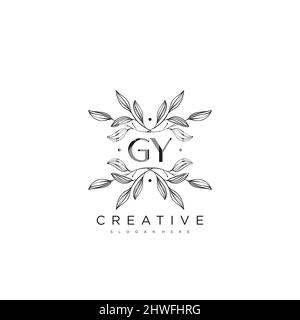 GY Initial Letter Flower Logo Template Vector premium vector Stock Vector