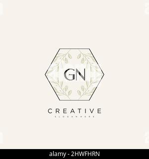 GN Initial Letter Flower Logo Template Vector premium vector Stock Vector