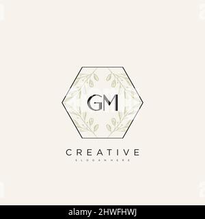 GM Initial Letter Flower Logo Template Vector premium vector Stock Vector