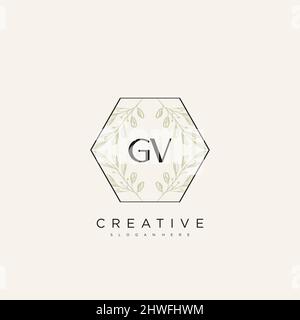GV Initial Letter Flower Logo Template Vector premium vector Stock Vector