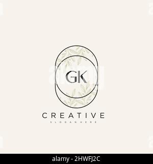 GK Initial Letter Flower Logo Template Vector premium vector Stock Vector