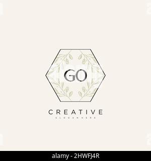 GO Initial Letter Flower Logo Template Vector premium vector Stock Vector