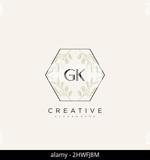 GK Initial Letter Flower Logo Template Vector premium vector Stock Vector