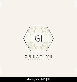 GI Initial Letter Flower Logo Template Vector premium vector Stock Vector