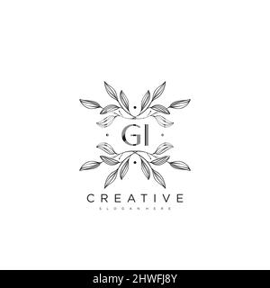 GI Initial Letter Flower Logo Template Vector premium vector Stock Vector