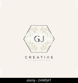 GJ Initial Letter Flower Logo Template Vector premium vector Stock Vector