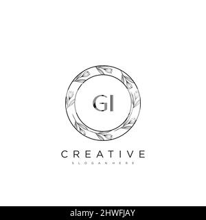 GI Initial Letter Flower Logo Template Vector premium vector Stock Vector