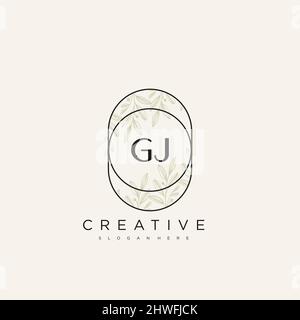 GJ Initial Letter Flower Logo Template Vector premium vector Stock Vector