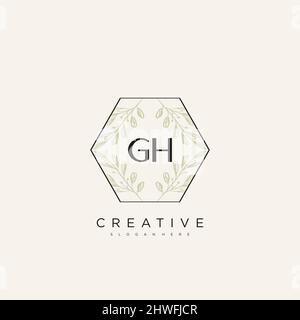 GH Initial Letter Flower Logo Template Vector premium vector Stock Vector