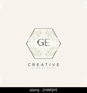 GE Initial Letter Flower Logo Template Vector premium vector Stock Vector