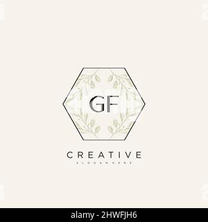 GF Initial Letter Flower Logo Template Vector premium vector Stock Vector