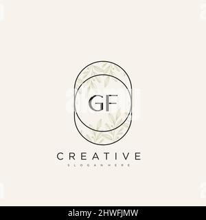 GF Initial Letter Flower Logo Template Vector premium vector Stock Vector