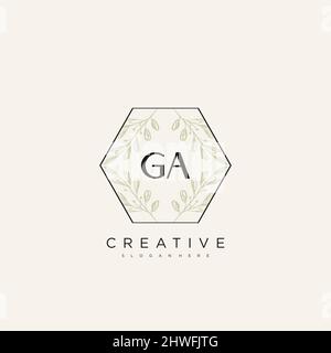 GA Initial Letter Flower Logo Template Vector premium vector Stock Vector
