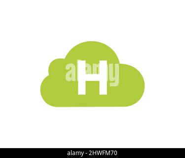 Cloud Logo Design On H Letter. Initial Letter H Cloud Logo Vector Template With White Background Stock Vector