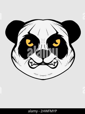 illustration vector angry panda head on white background Stock Vector